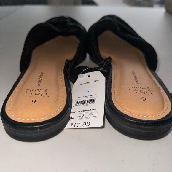 Black Mule Sandal Time and Tru Twist Mule Dress Slip On Pointed Toe Size 9 NWT - Picture 4 of 11